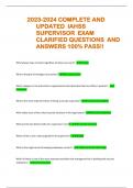 2023-2024 COMPLETE AND UPDATED IAHSS SUPERVISOR EXAM CLARIFIED QUESTIONS AND ANSWERS 100% PASS!!