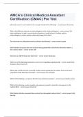 AMCA's Clinical Medical Assistant Certification (CMAC) Pre Test Question and answers rated A+ 2023/2024