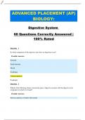 ADVANCED PLACEMENT (AP) BIOLOGY: Digestive System 60 Questions Correctly Answered | 100% Rated