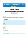 ADVANCED PLACEMENT (AP) BIOLOGY: Immune System 39 Questions Correctly Answered | 100% Rated