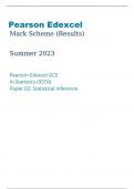 Pearson Edexcel GCE In Statistics 9ST0 Paper 02 Statistical Inference marking scheme June 2023 