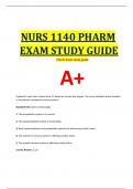 NURS 1140 PHARM  EXAM STUDY GUIDE Pharm Exam study guide A+