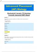 Advanced Placement (AP) Biology Biochemical Concepts 170 Questions Correctly Answered |100% Rated