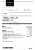 AQA January 2023 biology (bl01) exam+answers