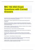 BUNDLE FOR MIC 102 2023 Exams Questions with Correct Answers