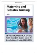 OB Maternity Chapter 8, 9, 10 Study Guide Exam (100 Quizzes & Ans) A+ Score Solution/ Updated 2023-2024. 