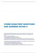 CPNRE EXAM PREP QUESTIONS  AND ANSWERS RATED 