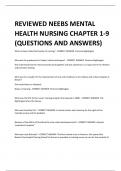 REVIEWED NEEBS MENTAL  HEALTH NURSING CHAPTER 1-9 (QUESTIONS AND ANSWERS)