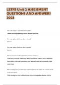 LETRS Unit 2 ASSESSMENT  QUESTIONS AND ANSWERS  2023