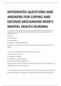INTEGRATED QUESTIONS AND  ANSWERS FOR COPING AND DEFENSE MECHANISM NEEB’S MENTAL HEALTH NURSING