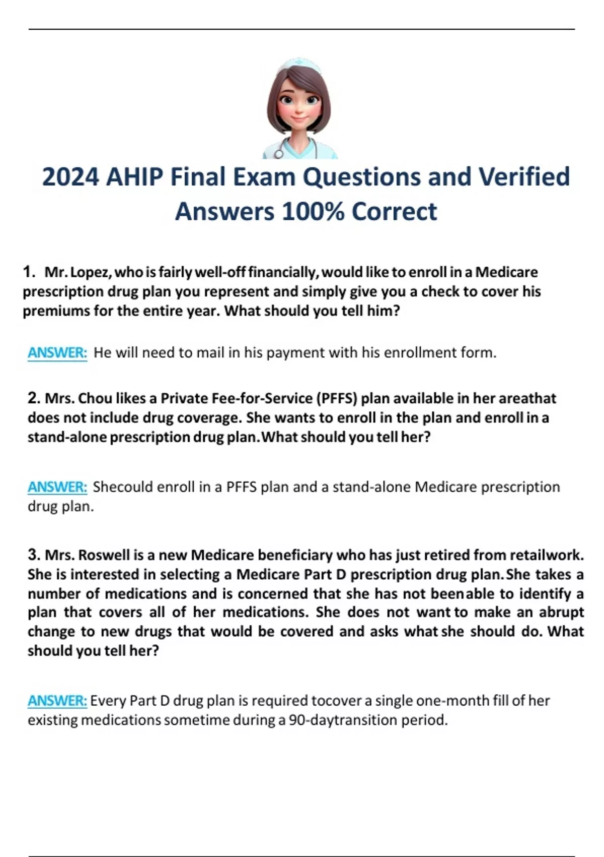 2024 AHIP Final Exam Questions and Verified Answers 100 Correct Ahip