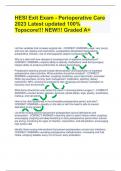HESI Exit Exam - Perioperative Care 2023 Latest updated 100% Topscore!!! NEW!!! Graded A+