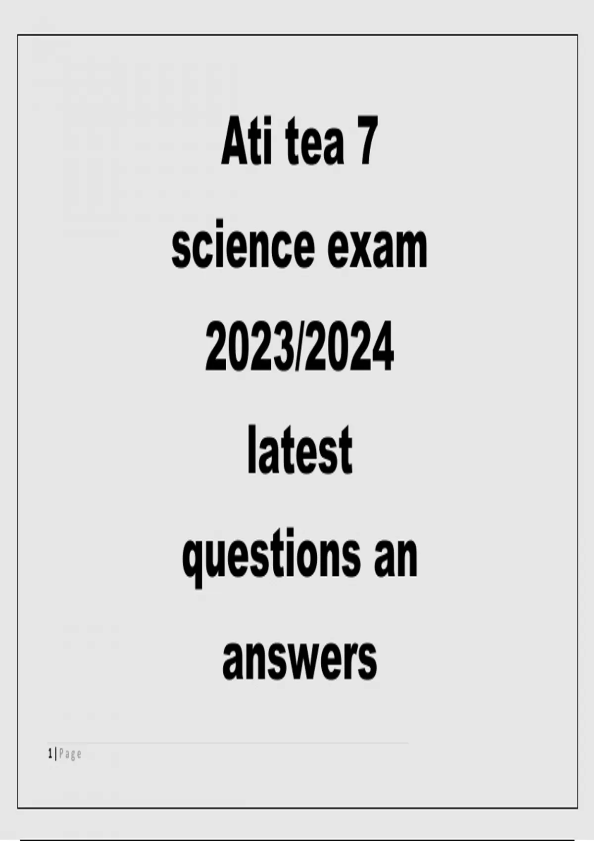 Ati Tea 7 Science Exam Latest QUESTIONS With Verified Answers Latest 