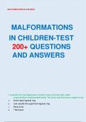 Malformations in children-test with 200+ Q&A 100% A+ Malformations in children-test Exam
