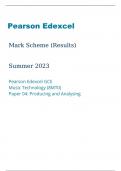 Pearson Edexcel GCE Music Technology 8MT0 Paper 04 Producing and Analyzing marking scheme June 2023