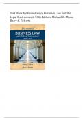 Test Bank for Essentials of Business Law and the  Legal Environment, 13th Edition, Richard A. Mann,  Barry S. Roberts