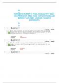 N U R S 6 5 NURS 6512/NURS6512 FINAL EXAM LATEST 2023- 2024 VERSION B REAL EXAM 100 QUESTIONS AND CORRECT ANSWERS |AGRADE (WALDEN UNIVERSITY) Selected Answer: lung consolidation. Selected Answer: cerebellar ataxia. • Question 3 1 out of 1 points • Questio