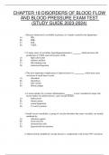 CHAPTER 18 DISORDERS OF BLOOD FLOW  AND BLOOD PRESSURE EXAM TEST  (STUDY GUIDE )