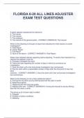 FLORIDA 6-20 ALL LINES ADJUSTER  EXAM TEST QUESTIONS