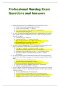 Professional Nursing Exam  Questions and Answer