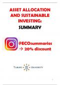 Asset Allocation & Sustainable Investing - Summary - Tilburg university - MSc Finance