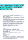 BCP EXAM 2023 QUESTIONS WITH CORRECT ANSWERS 100%VERIFIED.