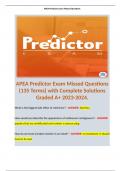 APEA Predictor Exam Missed Questions (135 Terms) with Complete Solutions Graded A+ 2023-2024.