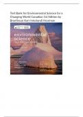 Test Bank for Environmental Science for a Changing World Canadian 1st Edition by Branfireun 