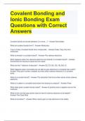 Covalent Bonding and Ionic Bonding Exam Questions with Correct Answers