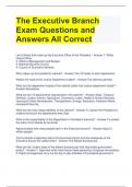 The Executive Branch Exam Questions and Answers All Correct