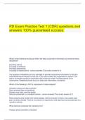 RD Exam Practice Test 1 (CDR) questions and answers 100% guaranteed success