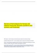 Review of Hemodialysis for Nurses and Dialysis Personnel Glossary questions and answers well illustrated.