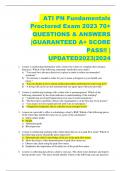 ATI PN Fundamentals Proctored Exam 2023 70+ QUESTIONS & ANSWERS  |GUARANTEED A+ SCORE PASS!! |  UPDATED2023|2024