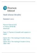 Edexcel A Level History Paper 3 Option 38 Mark Scheme June 2023