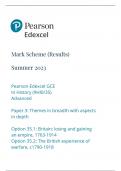 Edexcel A Level History Paper 3 Option 35 Mark Scheme June 2023