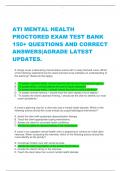 ATI MENTAL HEALTH PROCTORED EXAM TEST BANK  150+ QUESTIONS AND CORRECT  ANSWERS|AGRADE LATEST  UPDATES.