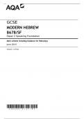 AQA GCSE MODERN HEBREW 8678/SF Paper 2 Speaking Foundation Mark scheme including Guidance for Role-plays June 2023