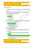 NR 602 NR 602 Final Study Questions& Answers All Answers 100% Correctly/Verified 2023/2024 GRADED A+