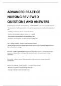 ADVANCED PRACTICE NURSING REVIEWED  QUESTIONS AND ANSWERS 