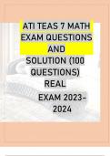 ATI TEAS 7 MATH EXAM 100 QUESTIONS AND SOLUTION