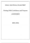ENGL 1010 FINAL EXAM PREP WRITING WITH CONFIDENCE AND PURPOSE ANSWERED