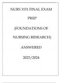 NURS 3151 FINAL EXAM PREP ( FOUNDATIONS OF NURSING RESEARCH ) ANSWERED 20232024