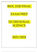 BIOL 2320 FINAL EXAM PREP NUTRITIONAL SCIENCE 20232024.p