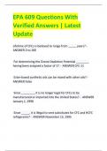 EPA 609 Questions With  Verified Answers | Latest  Update