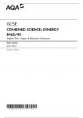 AQA  GCSE COMBINED SCIENCE: SYNERGY 8465/4H Higher Tier	Paper 4 Physical Sciences Mark scheme June 2023