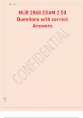 NUR 2868 EXAM 2 50 Questions with correct Answers 