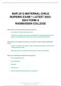 NUR 2513 MATERNAL-CHILD  NURSING EXAM 1 LATEST 2023- 2024 FORM A RASMUSSEN COLLEGE