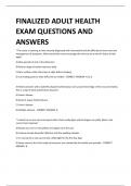 FINALIZED ADULT HEALTH EXAM QUESTIONS AND  ANSWERS