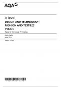 AQA A-level DESIGN AND TECHNOLOGY: FASHION AND TEXTILES 7562/1 Paper 1 Technical Principles Mark scheme June 2023