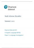 Edexcel A Level English Language Paper 3 Mark Scheme June 2023